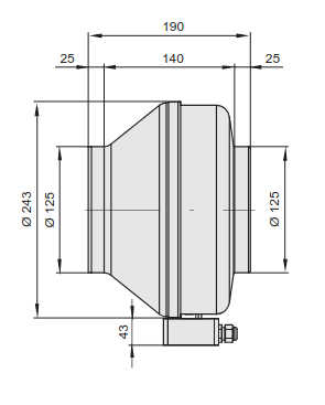 Exhaust wireless tube fan125 mm dimensions